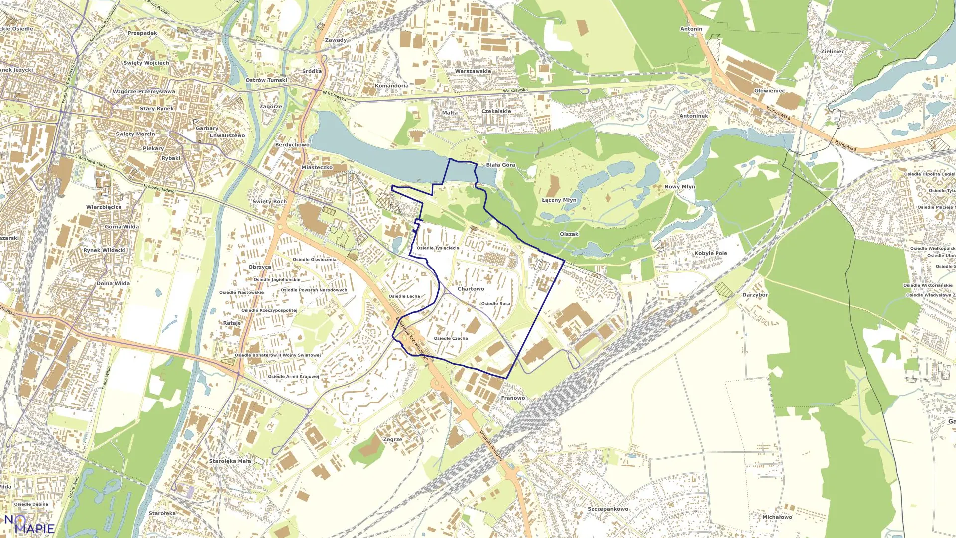 Mapa obrębu CHARTOWO w mieście Poznań