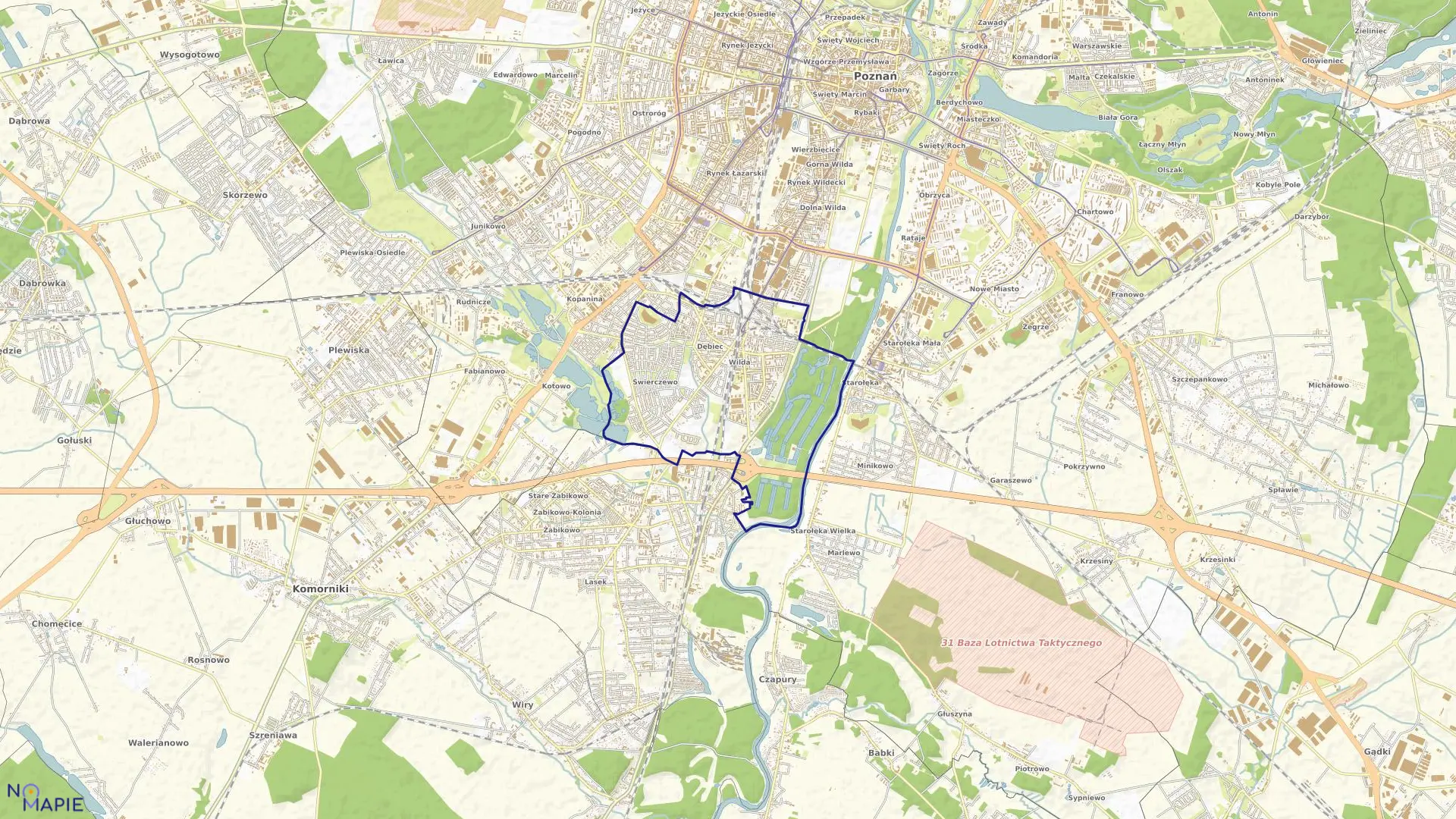 Mapa obrębu DĘBIEC w mieście Poznań