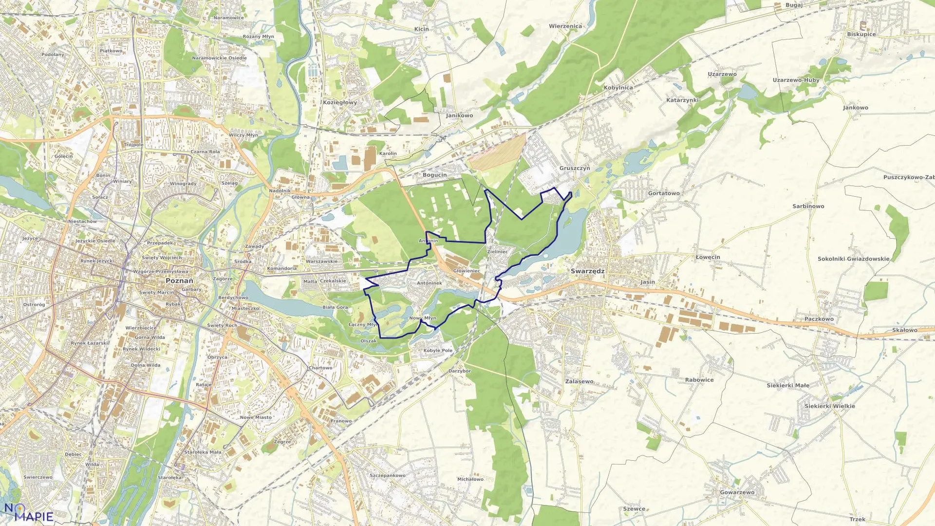 Mapa obrębu GŁOWIENIEC w mieście Poznań