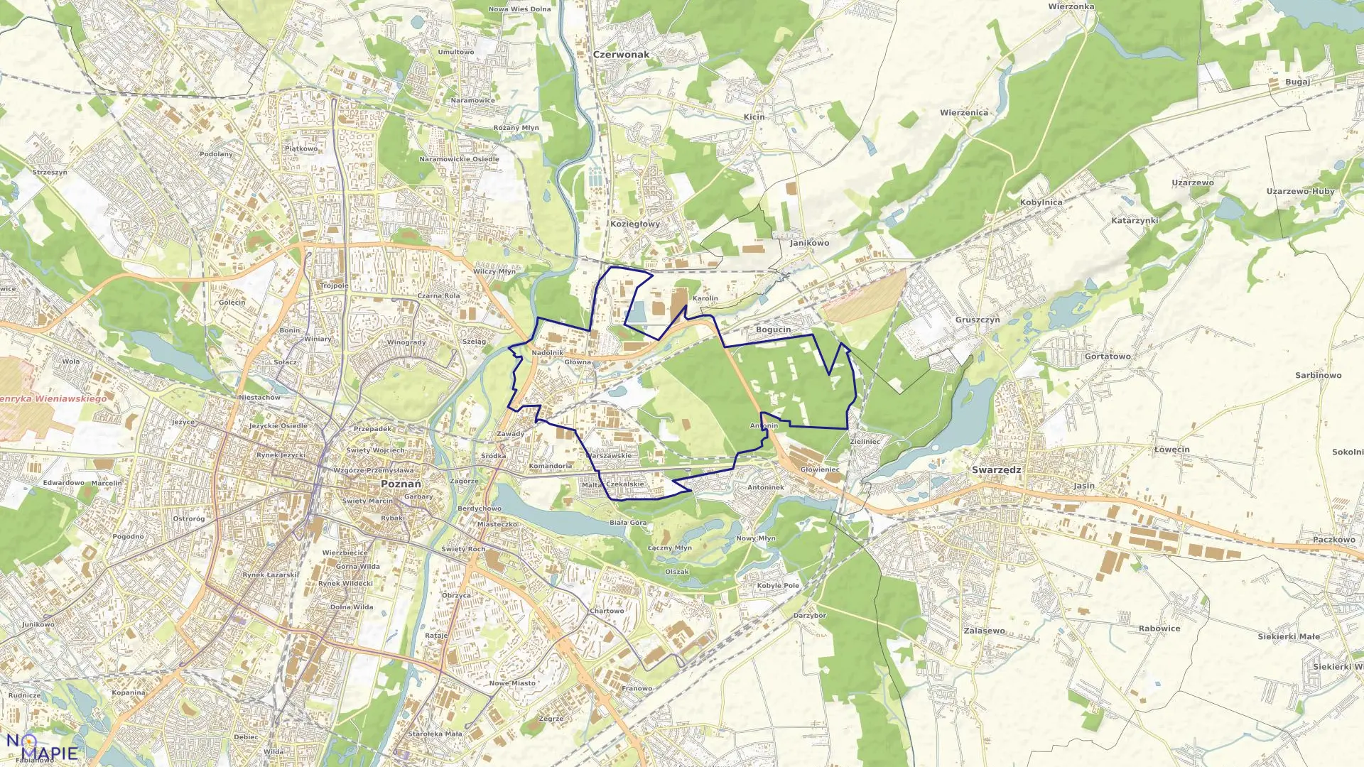 Mapa obrębu GŁÓWNA w mieście Poznań