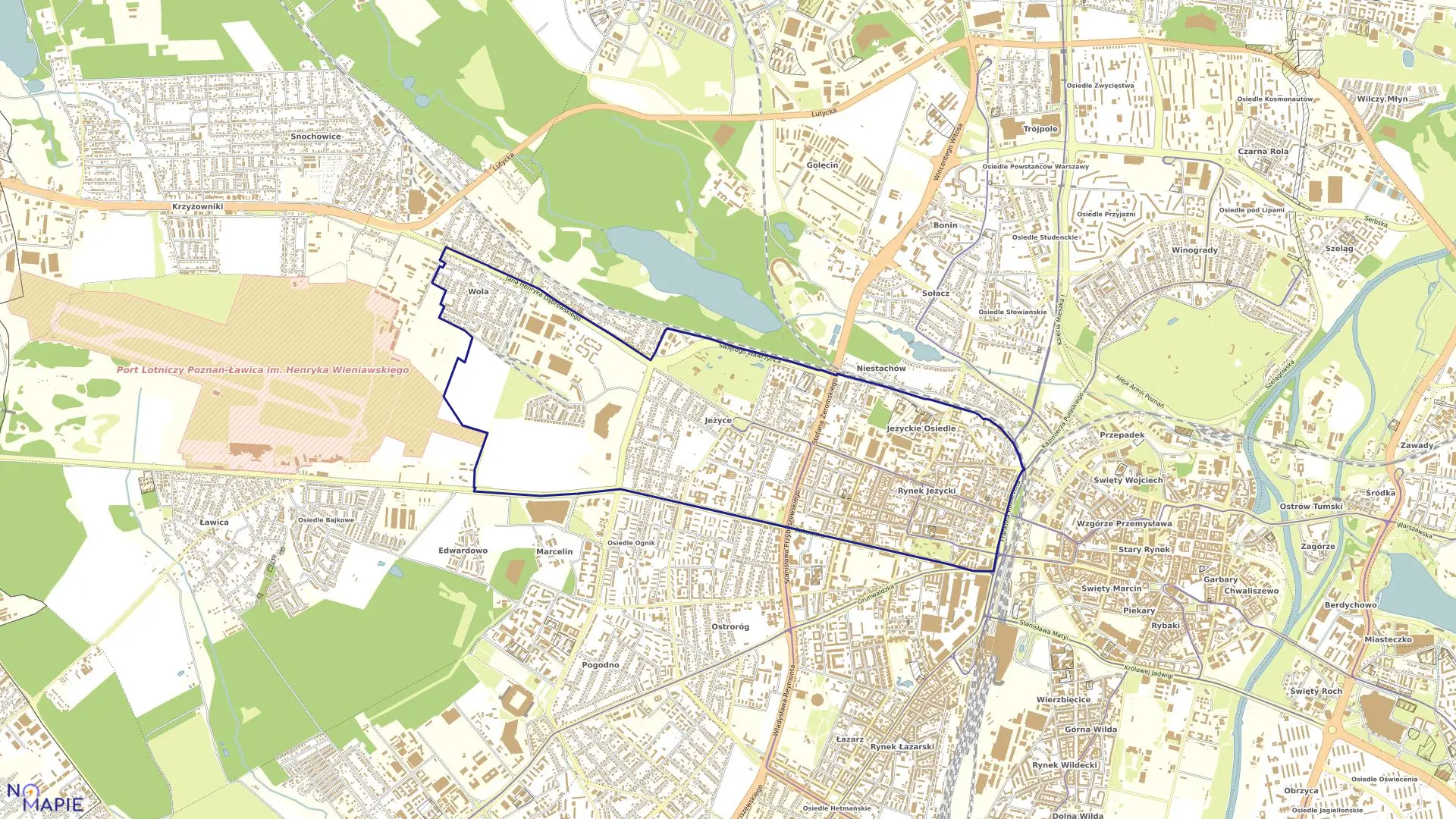 Mapa obrębu JEŻYCE w mieście Poznań