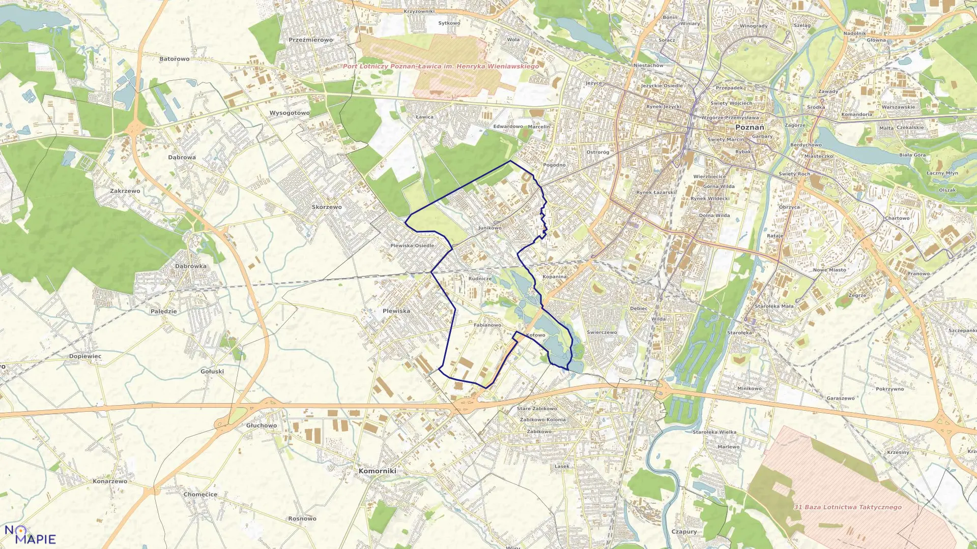 Mapa obrębu JUNIKOWO w mieście Poznań