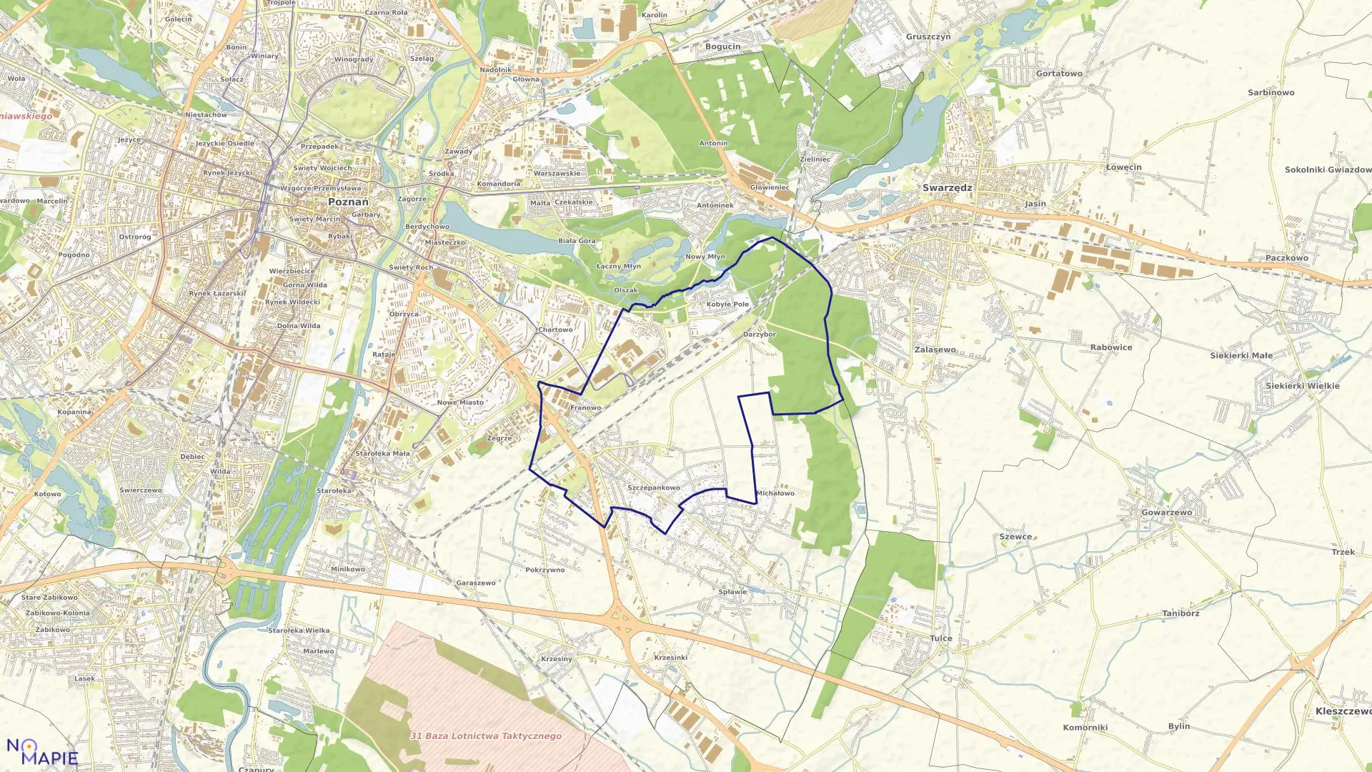 Mapa obrębu KOBYLEPOLE w mieście Poznań