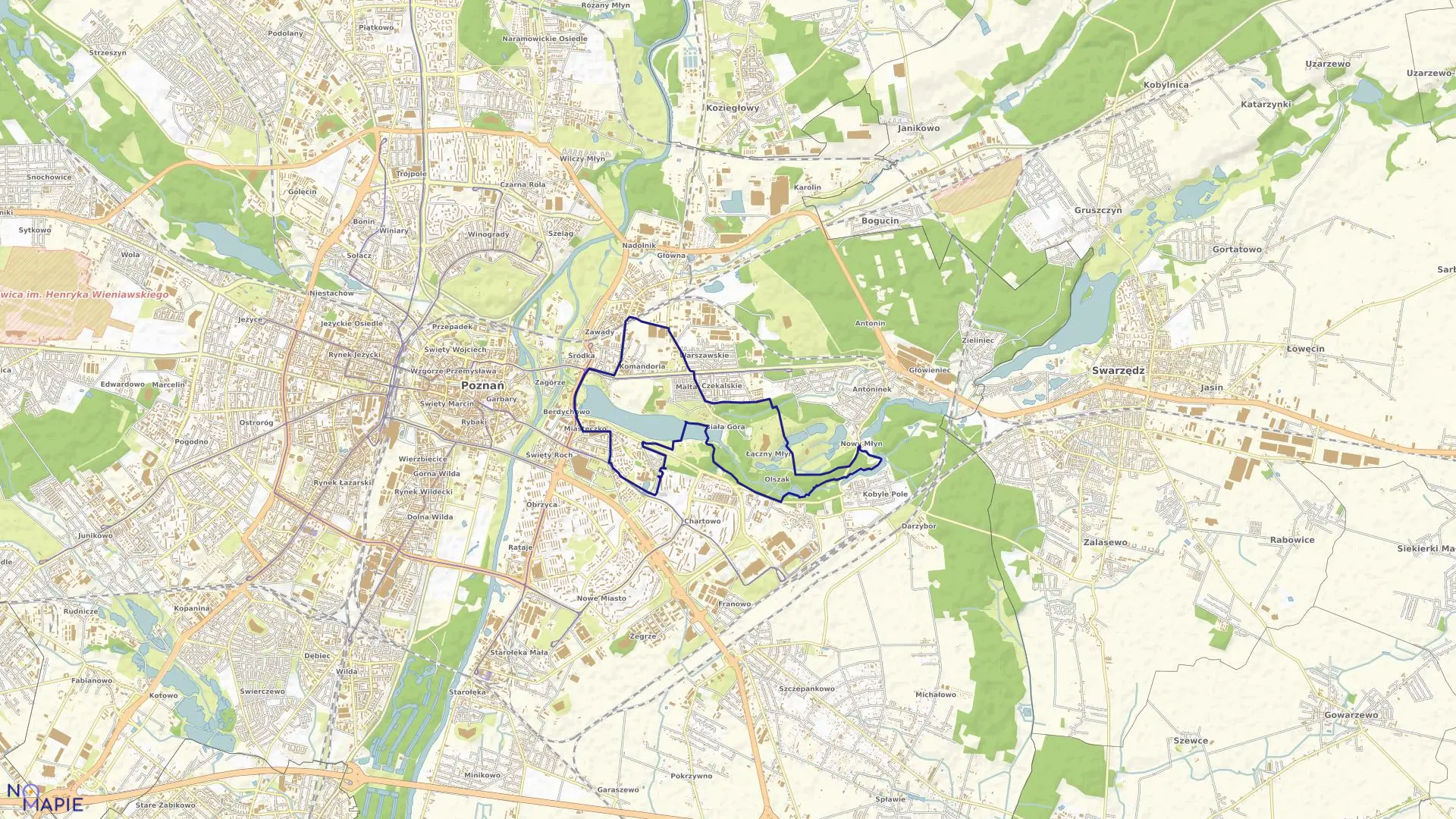Mapa obrębu KOMANDORIA w mieście Poznań