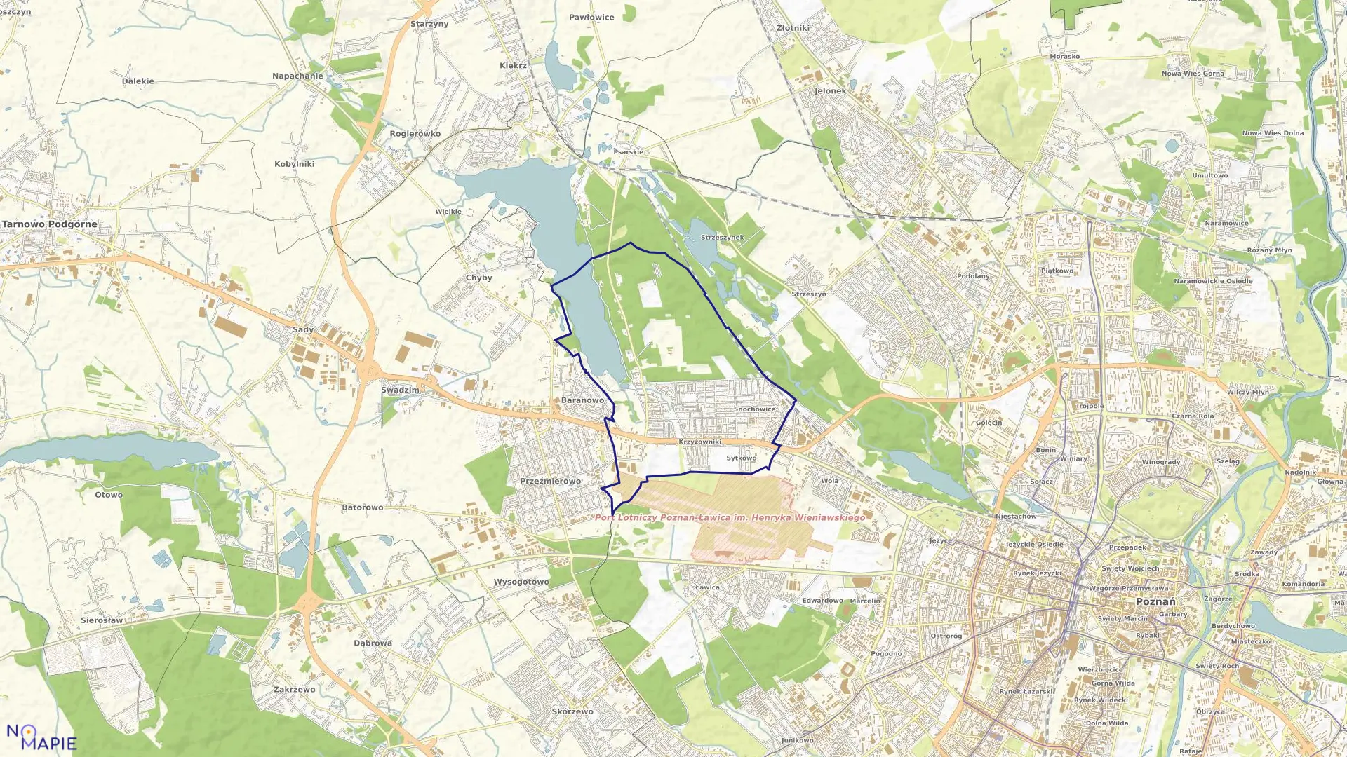 Mapa obrębu KRZYŻOWNIKI w mieście Poznań