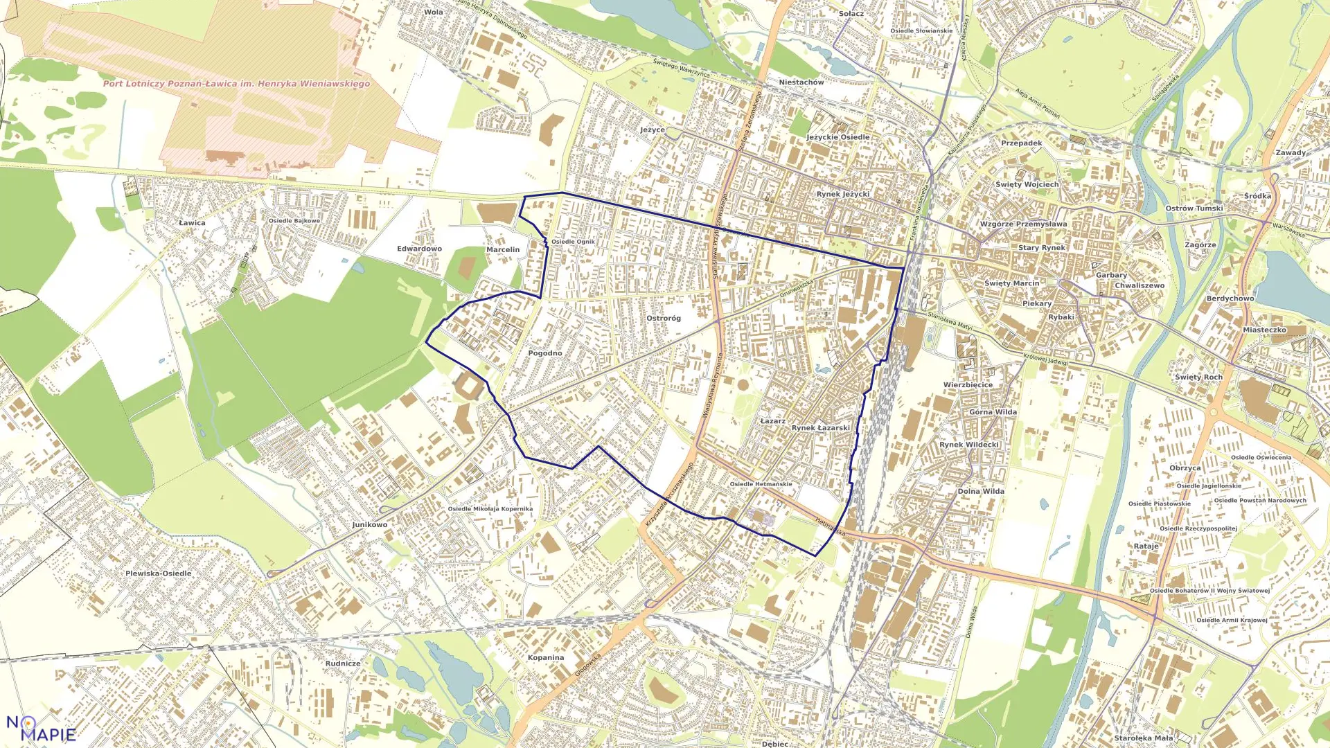 Mapa obrębu ŁAZARZ w mieście Poznań