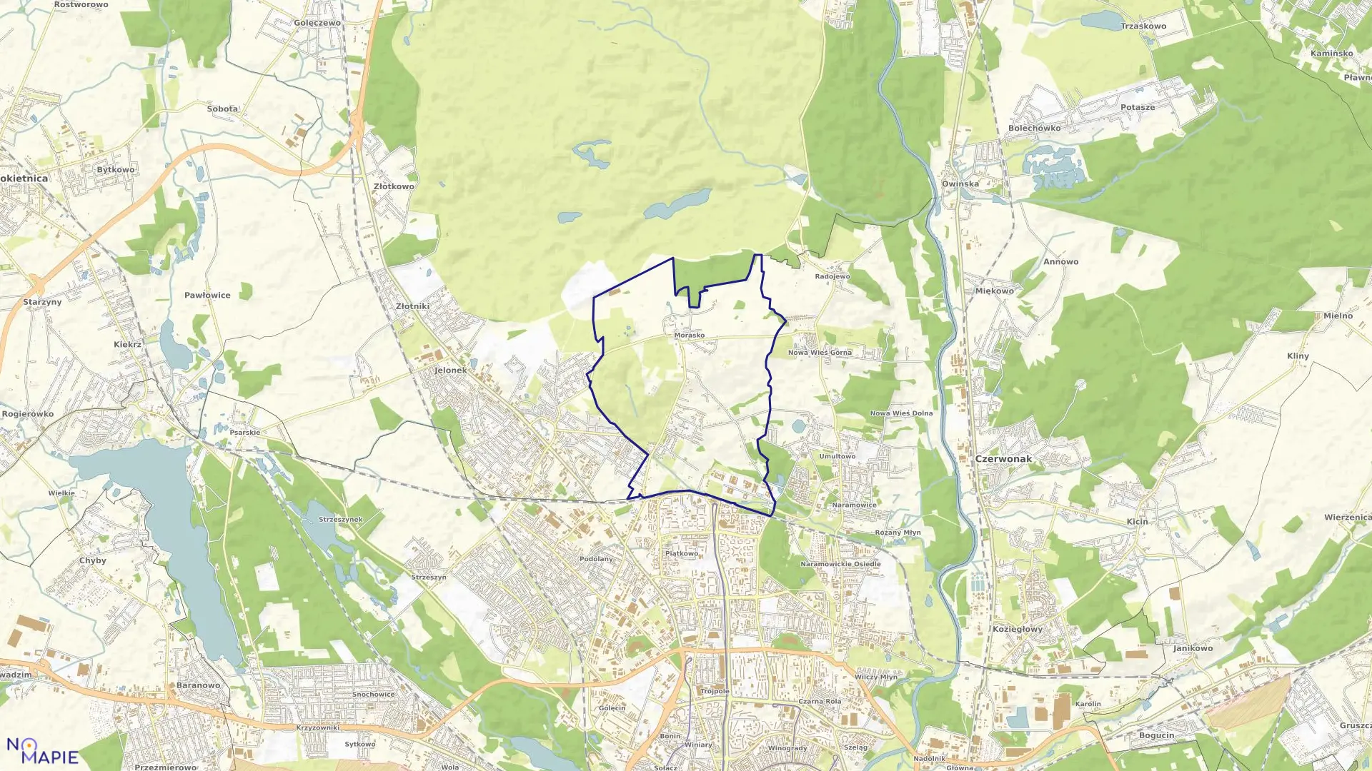 Mapa obrębu MORASKO w mieście Poznań