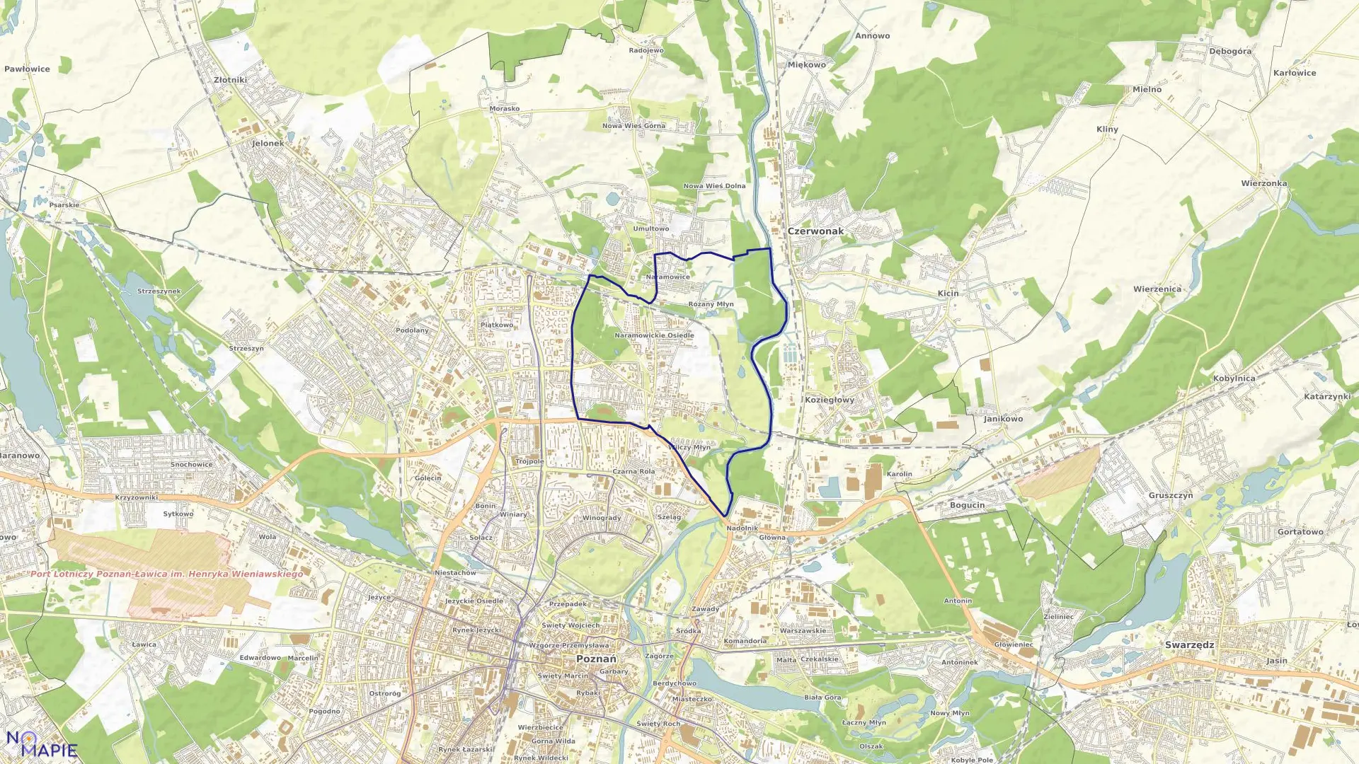 Mapa obrębu NARAMOWICE w mieście Poznań