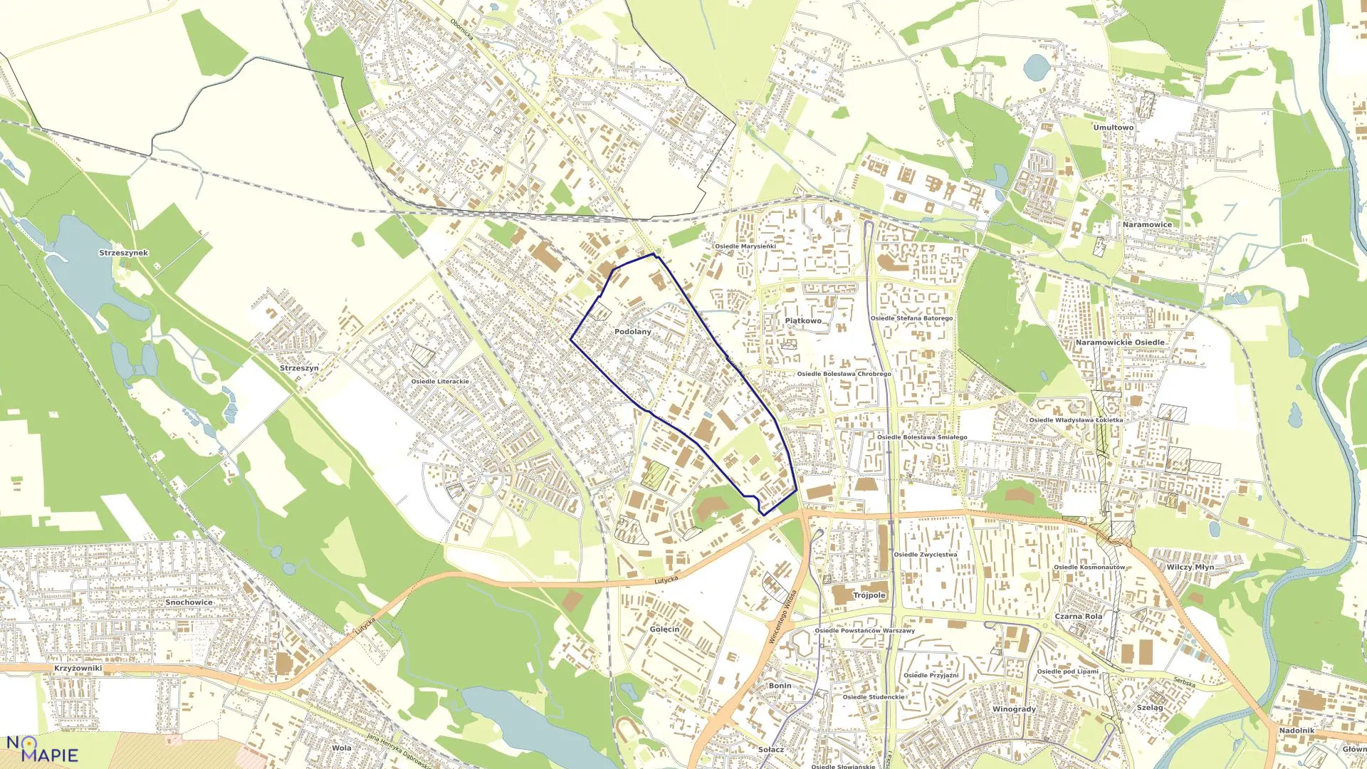 Mapa obrębu PODOLANY w mieście Poznań