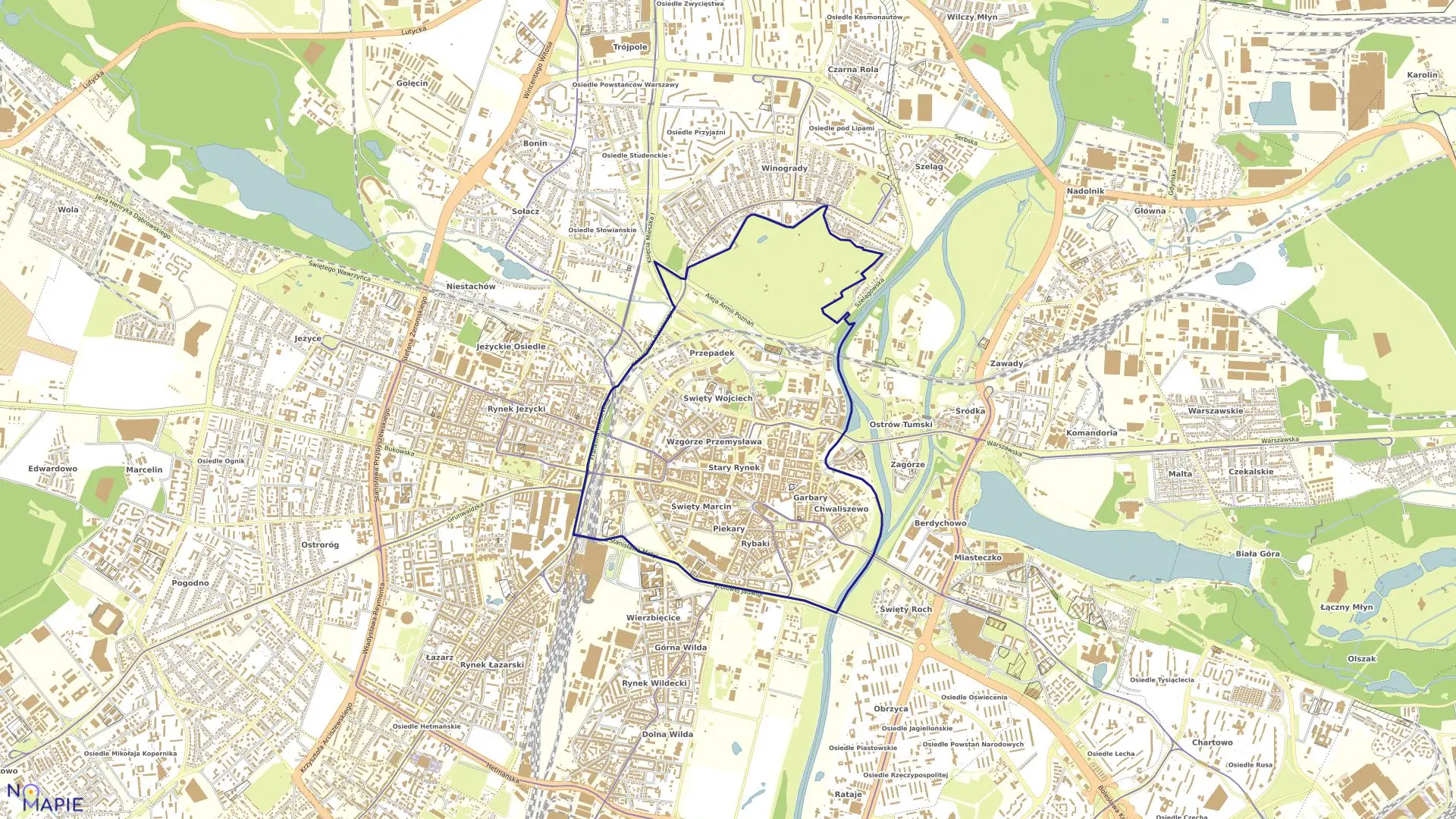 Mapa obrębu POZNAŃ w mieście Poznań