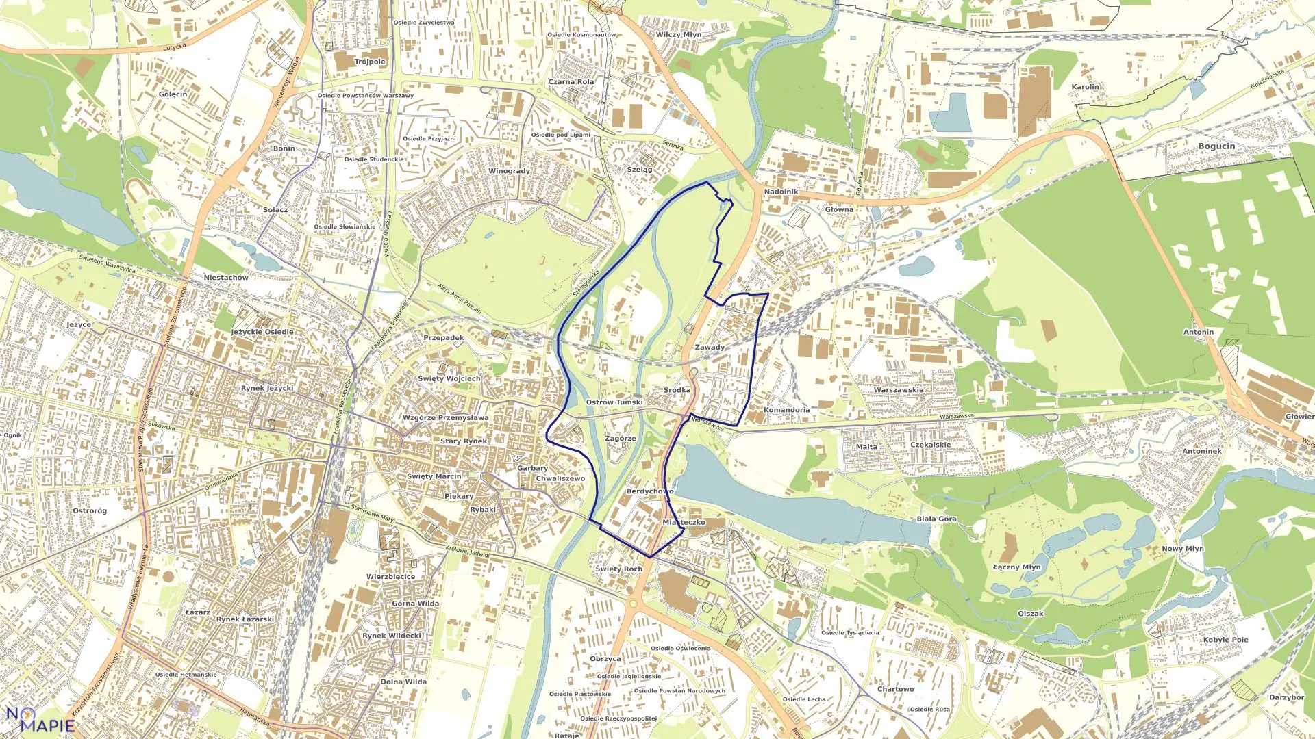 Mapa obrębu ŚRÓDKA w mieście Poznań
