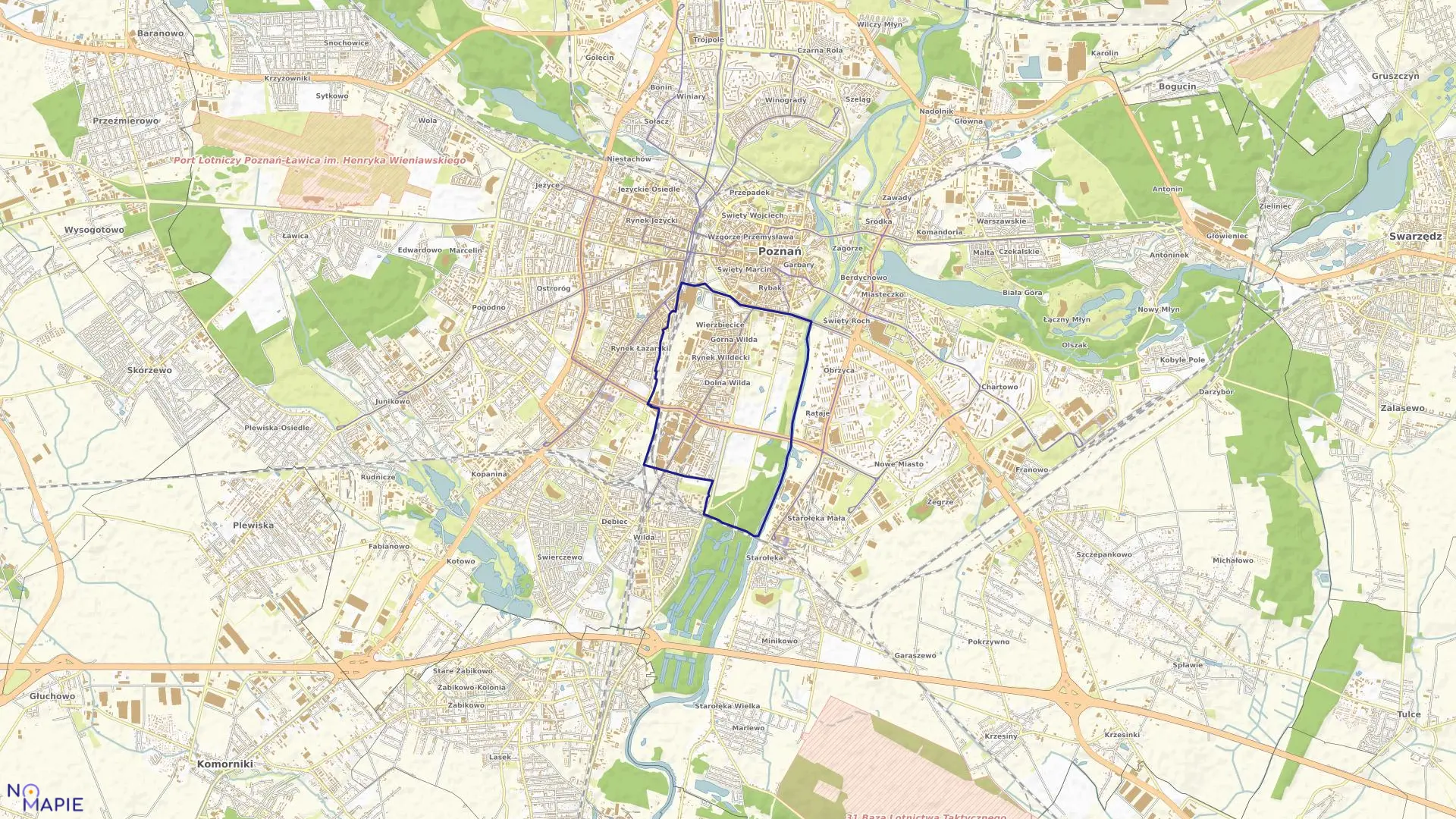 Mapa obrębu WILDA w mieście Poznań